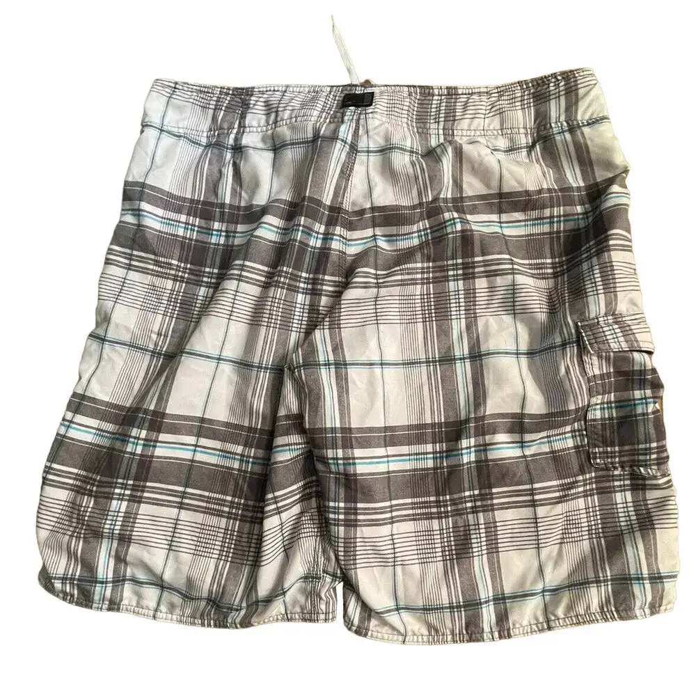 O'Neill Board Shorts drawstring Plaid Mesh lined Swimwear Beach Pool Size 40 EUC
